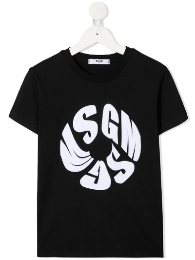 Msgm Babies' Retro Logo T-shirt In Black