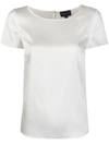 Emporio Armani White Stretch Silk T-shirt With Rear Key-hole In White