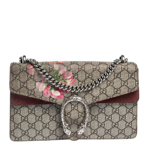 Pre-Owned Gucci Beige/maroon Gg Supreme Blooms Canvas Small Dionysus Shoulder Bag | ModeSens