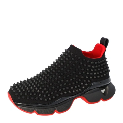 Pre-owned Christian Louboutin Black Spike Sock Slip On Platform Sneakers Size 36