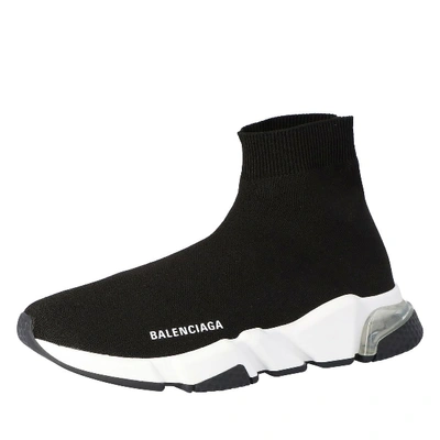 Pre-owned Balenciaga Black Knit Speed Clear Sole Sneakers Size 38