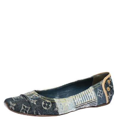 Pre-owned Louis Vuitton Blue Monogram Denim Ballet Flats Size 37.5