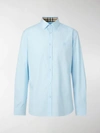 Burberry Sherwood Monogram Motif Slim Fit Stretch Poplin Button-up Shirt In Blue