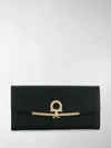 Ferragamo Foldover Gancio Wallet In Black