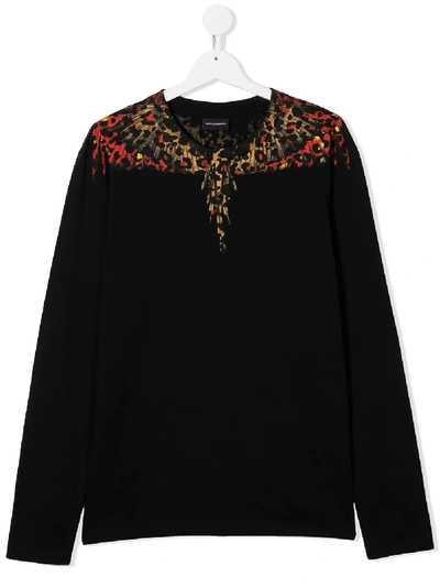 Marcelo Burlon County Of Milan Teen Langarmshirt Mit Animal-print In Black