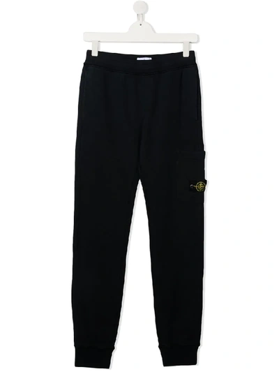 Stone Island Kids' Straight Leg Cargo Trousers In Blue