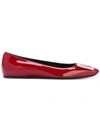 Roger Vivier Quadrata Trompette Patent Ballet Flats In Red