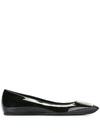 Roger Vivier Trompette Bellerine Glossed-leather Ballet Flats In Black