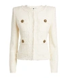 BALMAIN TWEED COLLARLESS JACKET,15637114