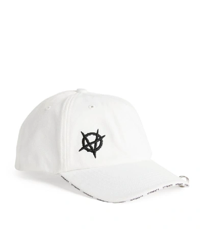 Vetements Anarchy-embroidered Cotton-canvas Baseball Cap In White