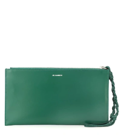 Jil Sander Tangle Leather Wallet In Green