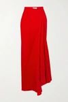 A.W.A.K.E. ASYMMETRIC PLEATED CADY MAXI SKIRT