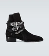 Amiri Multi-buckle Suede Ankle Boots In Black