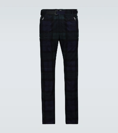 Sacai Checked Corduroy Slim-fit Pants In Black,green