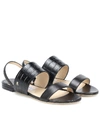 JIMMY CHOO SEIA CROC-EFFECT LEATHER SANDALS,P00479432