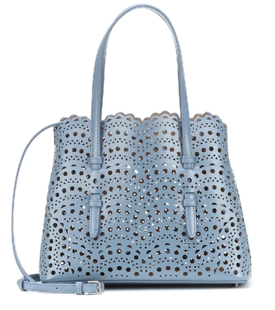 Alaïa Mina 25 Leather Tote Bag In Blue