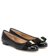 Ferragamo Varina Leather Ballet Flats In Black