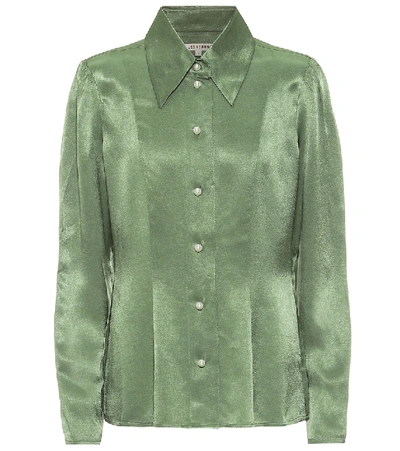 Alexa Chung Hammered-satin Shirt In Apple