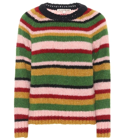 Alexa Chung Striped Knitted Sweater In Green