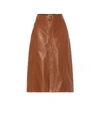 Saint Laurent A-line Leather Midi-skirt In Brown