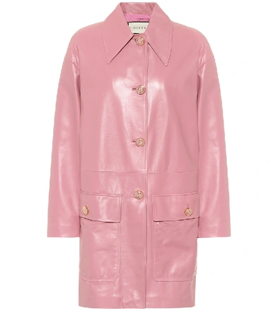 Gucci Leather Coat In Pink