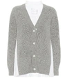 Sacai Grey & White Pleated Back Cardigan In Grey