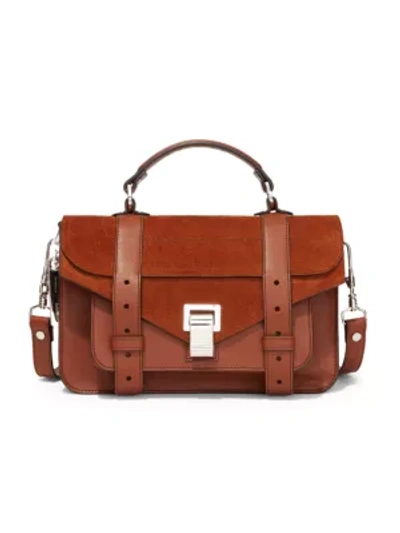 Proenza Schouler Ps1 Tiny Luxe Leather & Suede Satchel Bag In Brown