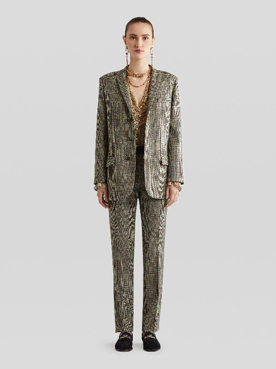 Etro Houndstooth-print Tailored Trousers In Beige