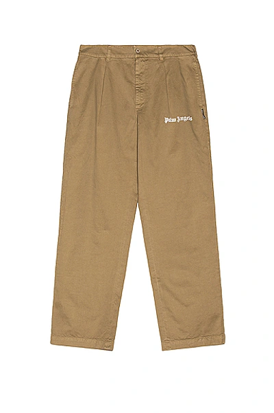 Palm Angels Classic Trousers In Brown Rice & Brown Rice