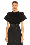 Isabel Marant Zelikia Gathered Cotton Crop Top In Black