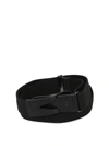 TOD'S GRECA BLACK CANVAS AND LEATHER BELT