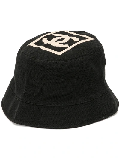 Pre-owned Chanel Cc Logo Bucket Hat In Black