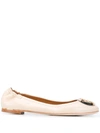 Tory Burch Multi-logo Elastic Ballet Flats In Beige