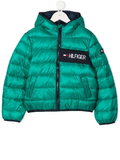 Tommy Hilfiger Junior Teen Logo Embroidered Padded Jacket In Green
