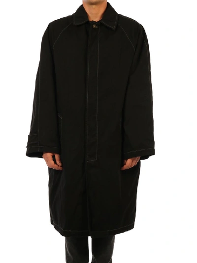 Balenciaga Raglan Trench Coat In Black
