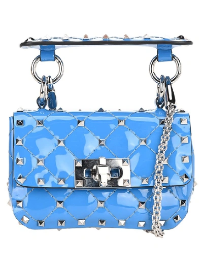 Valentino Garavani Micro Rockstud Spike It Leather Shoulder Bag In Light Blue