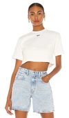 Off-white For Ever Ribbed Crew-neck Cropped T-shirt In White