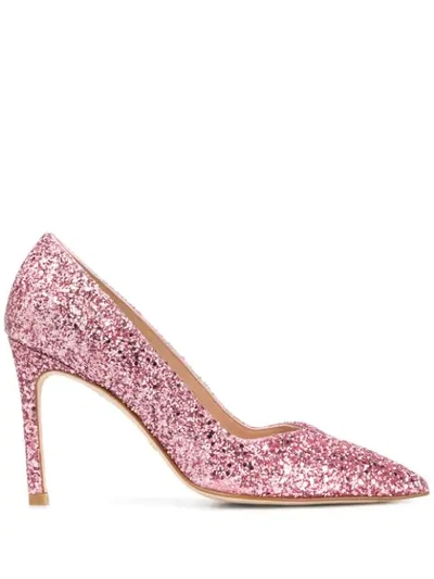 Stuart Weitzman Anny Glitter Pumps In Pink