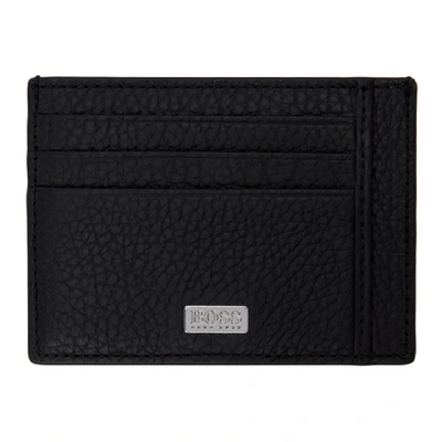 Hugo Boss Boss Black Leather Card Holder In 001 Black