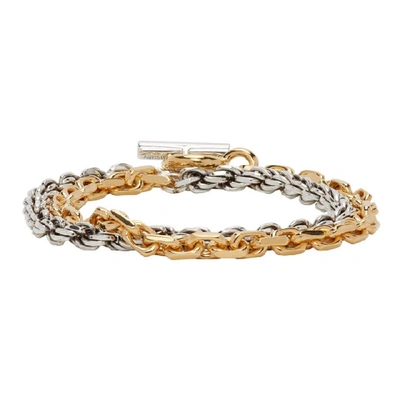ブレスレット BOTTEGA VENETA Two-Tone Silver Chain Bracelet Bottega Veneta Two Tone Braided & Chain Bracelet In Gold