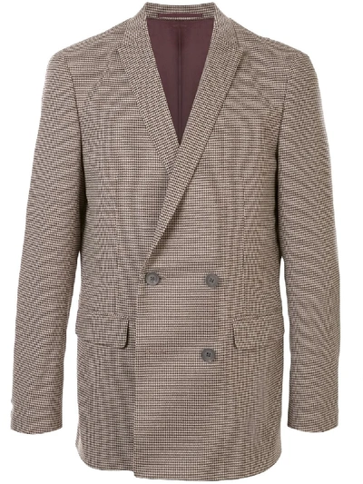 Kolor Houndstooth Double-breasted Blazer In Brown