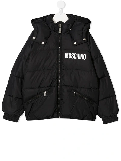 Moschino Kids'  Couture! Print Padded Jacket In Black