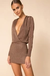 Superdown Aura Mini Dress In Mocha Metallic