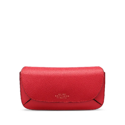 Smythson Panama Concertina Leather Sunglasses Case In Scarlet Red