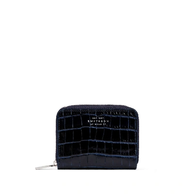 Smythson Mara Small Zip Around Purse In Navy