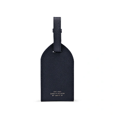 Smythson Luggage Tag In Panama In Navy