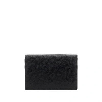 Smythson Panama Card Case With Press Stud In Black
