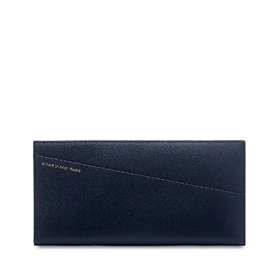 Smythson Panama Slim Travel Wallet In Navy