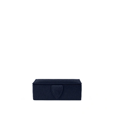 Smythson Mini Cufflink Box In Panama In Navy