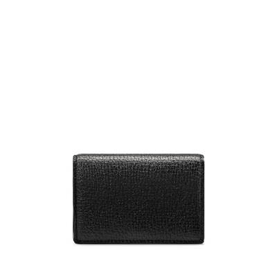 Smythson Folded Card Case With Snap Closure In Ludlow In Black